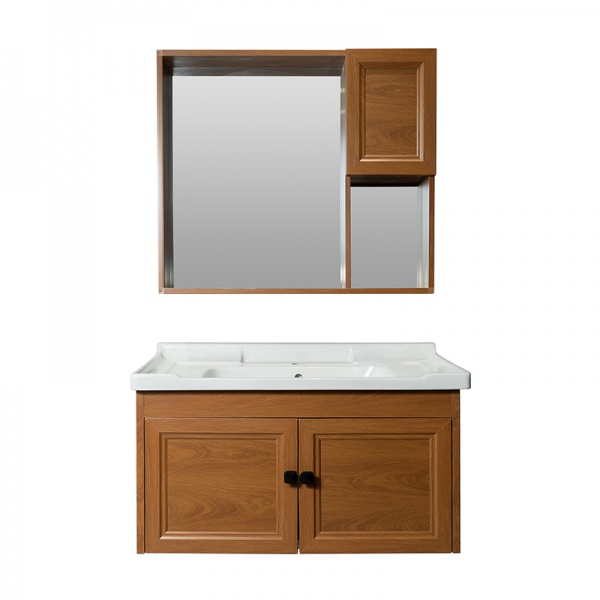 Wall Mounted Bathroom Cabinet Carbon Fiber Bathroom Vanity with Ceramic Basin and Mirror Cabinets