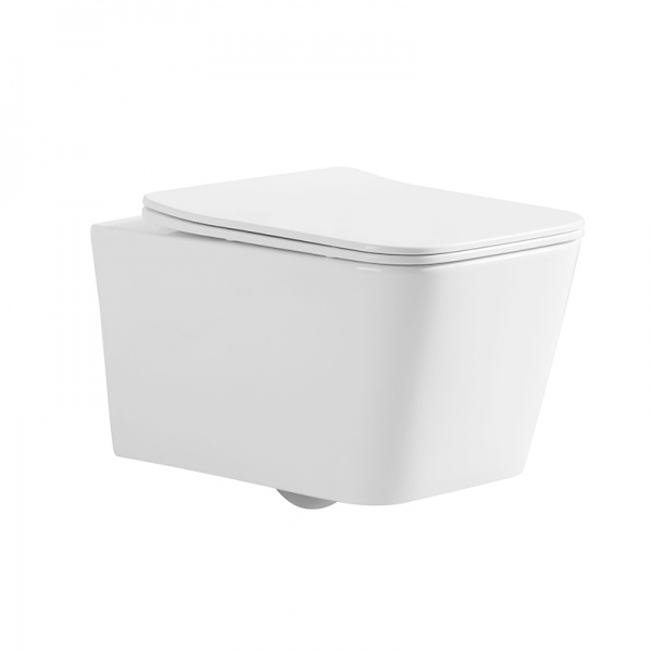 European Style Design Wall Hung Toilet Seat P Trap 180mm Rimless Square Shape Toleit Bowl with CE Certification