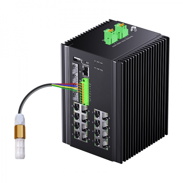 16*10/100/1000Base-T + 4*1G/2.5G/10GBase-X SFP+  L2+ Managed Industrial PoE Switch with Temp-humidity Sensor