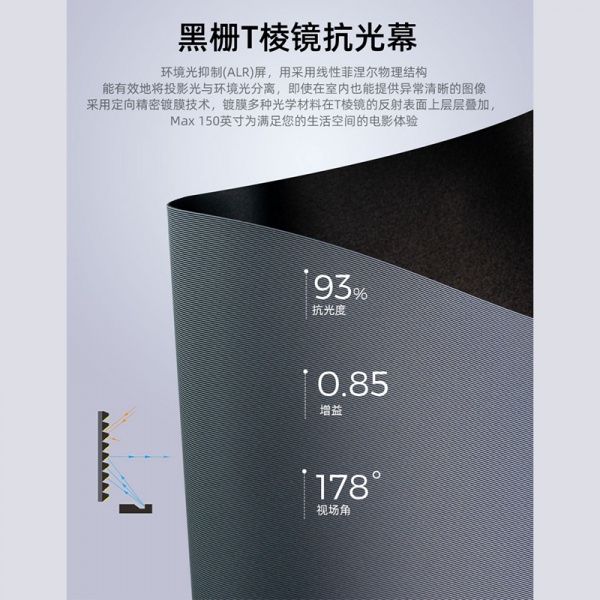 超短焦激光电视黑栅电动地升抗光幕-AD