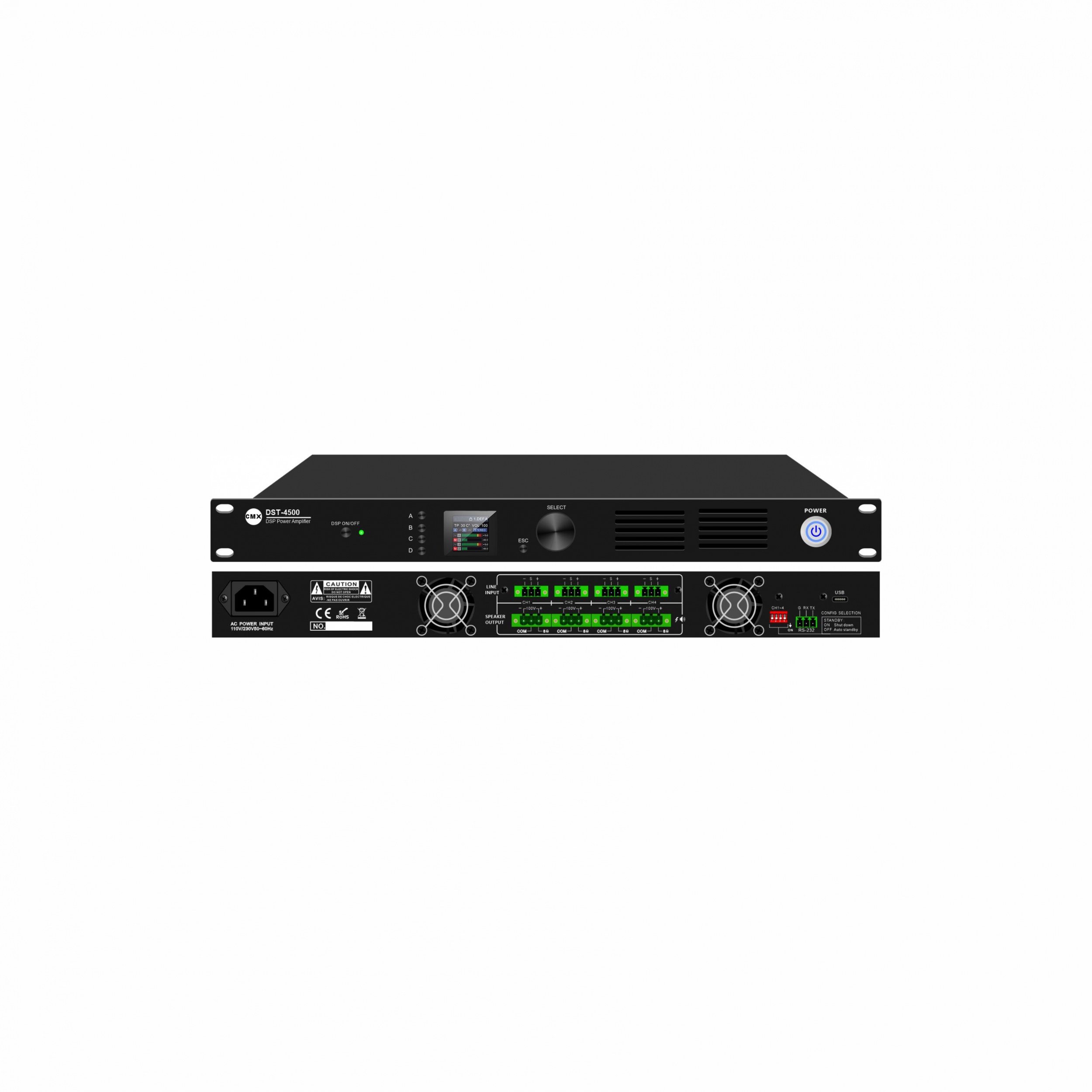 100V Four Channel Power Amplifier with DSP Processor DST-4120/ DST-4240/ DST-4350/ DST-4500