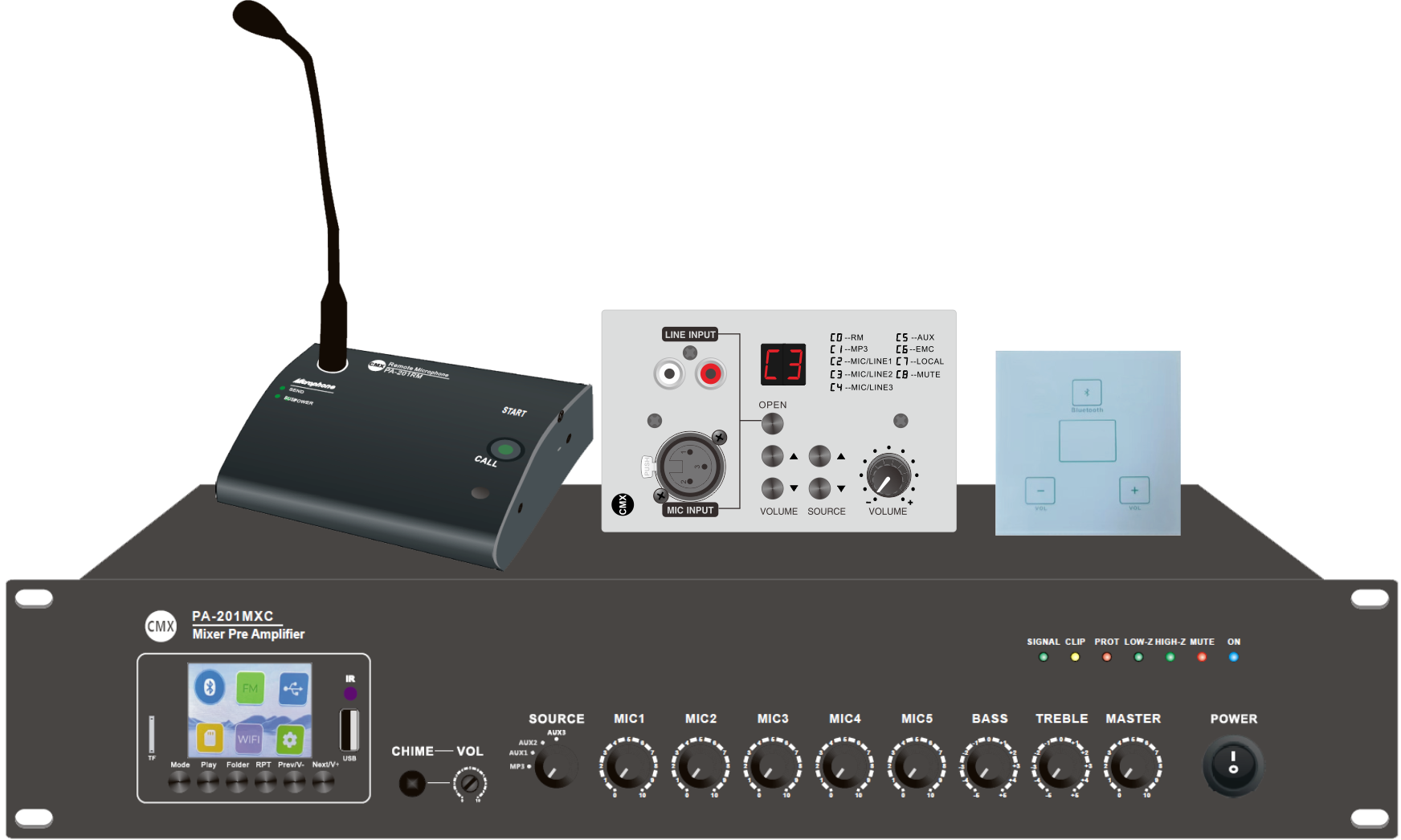 New Pre-amplifier with Remote Paging Mic & Remote Control Panel