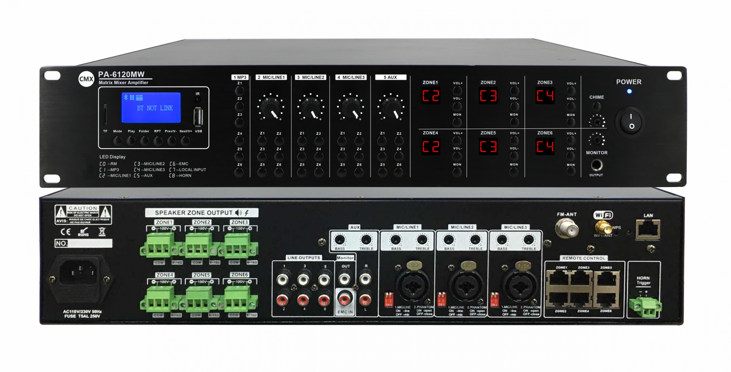 6 Zone Wi-Fi  Matrix Mixer  Amplifier  PA-6120MW  Solution