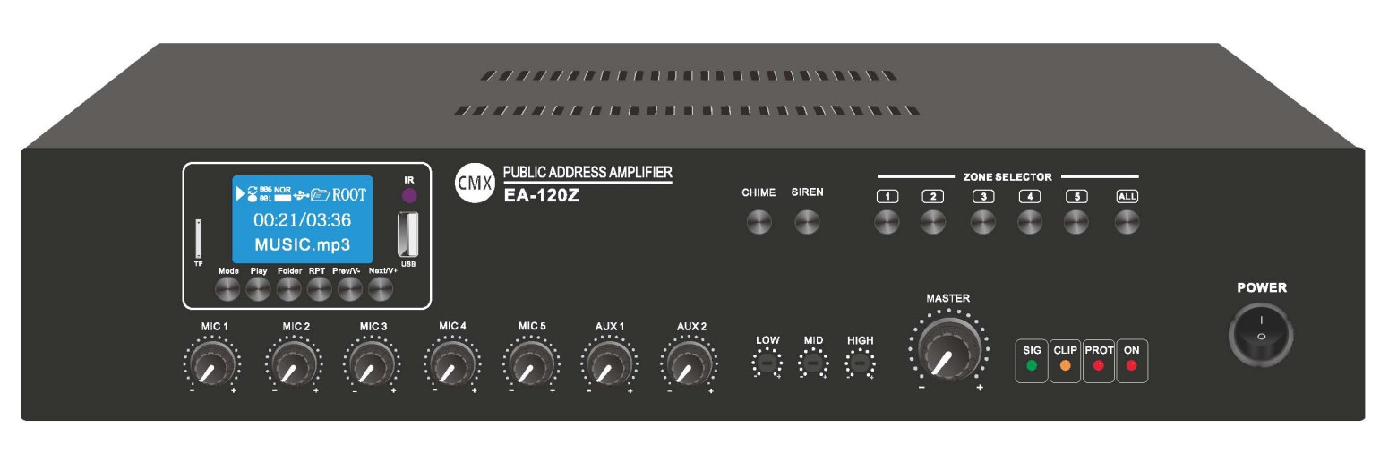 5 Zone Mixer Amplifier with USB/SD/FM/Blue Tooth EA-60Z/EA-120Z/EA-240Z/EA-350Z/EA-500Z/EA-650Z