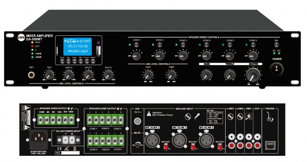 6 Zone Mixer Amplifier with ATT/Mp3/USB/FM/Bluetooth DA-60MT/DA-120MT/DA-240MT/DA-350MT/DA-500MT      