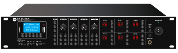 PA-6030MX PA-6060MX PA-6120MX  6 Zone Matrix Amplifier with USB/SD/FM/Bluetooth 
