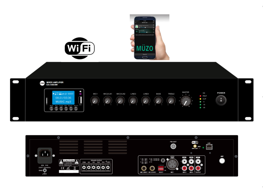 Wi-Fi Internet Streaming Amplifier with USB/SD/FM/Bluetooth EA-60AW/EA-120AW/EA-240AW/EA-350AW/EA-500AW/EA-650AW   