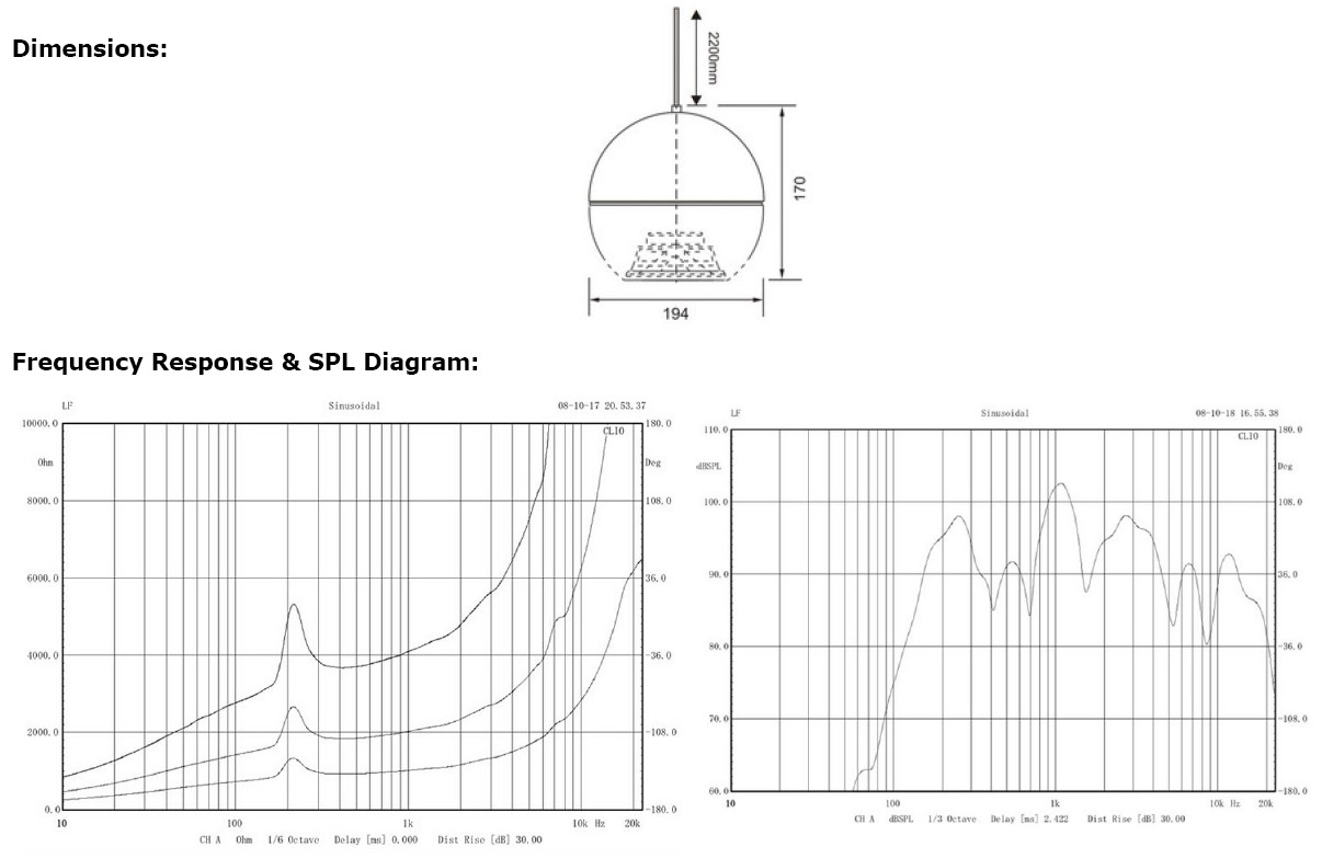 PSK-10T Pendant Speaker 10W 5W 100V 70V