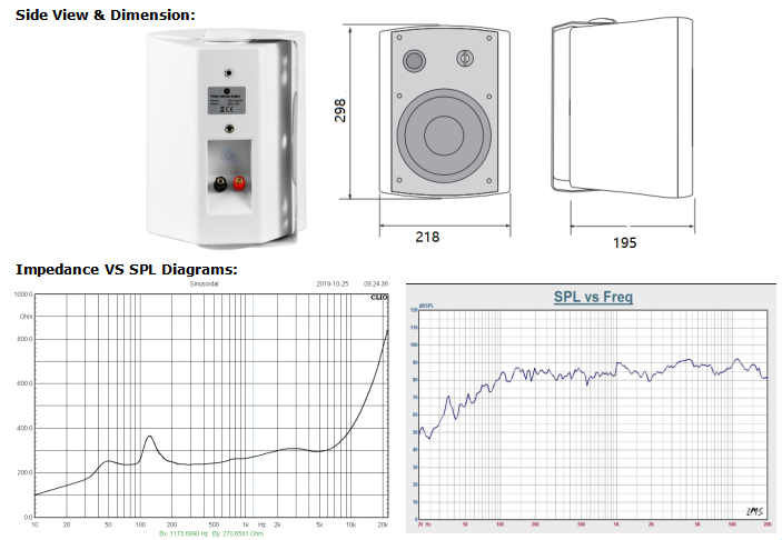 6.5” 2-Way Wall Mount Speaker 100V 40W WSK-640CW
