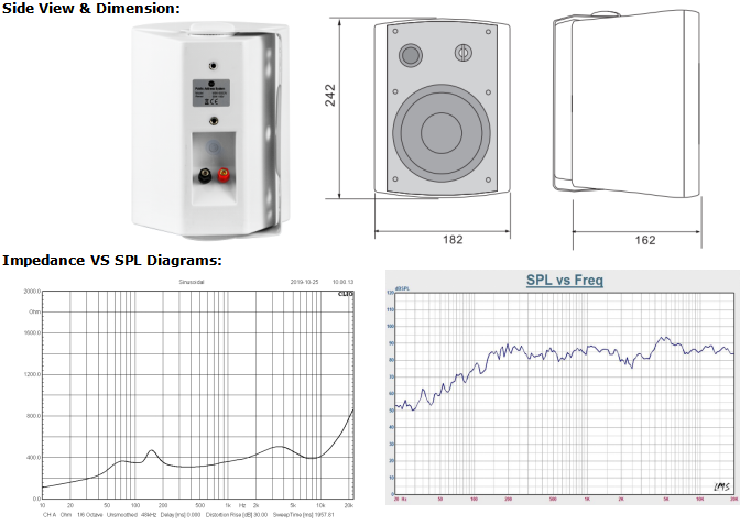 5.25” Two Way Wall Mount Speaker WSK-530CW 100V 30W