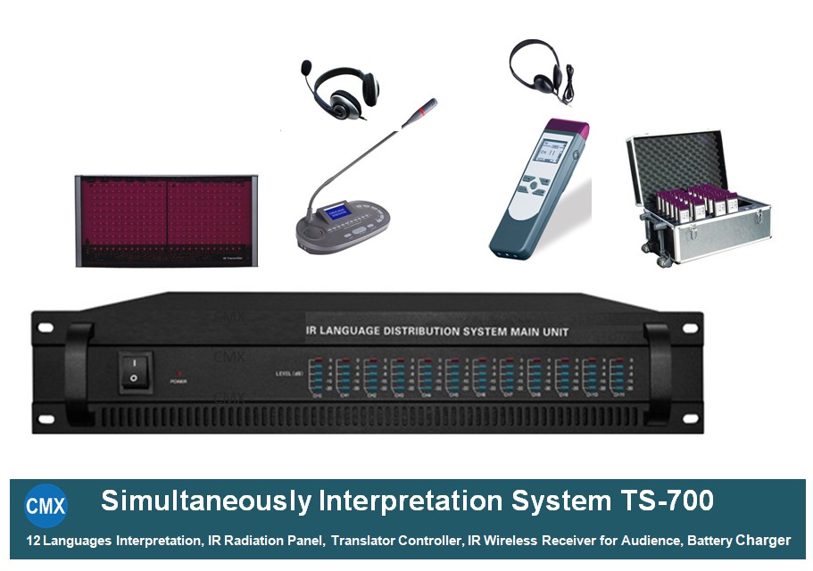 TS-700 IR Wireless 12 Channel Transmitter 12 Channel Language Distribution and Simultaneous Interpretation System
