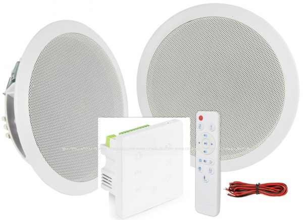 A3D In-Wall Amplifier & Ceiling Speaker Set 15W+15W Wi Fi Music Amplifier with SD/Bluetooth/AUX/AirPlay/DLNA Wi Fi Streaming Amplifier with Pair Speakers Package