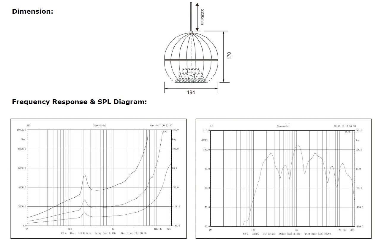 Pendant Speaker PSK-10C 2.5W-5W-10W at 100V