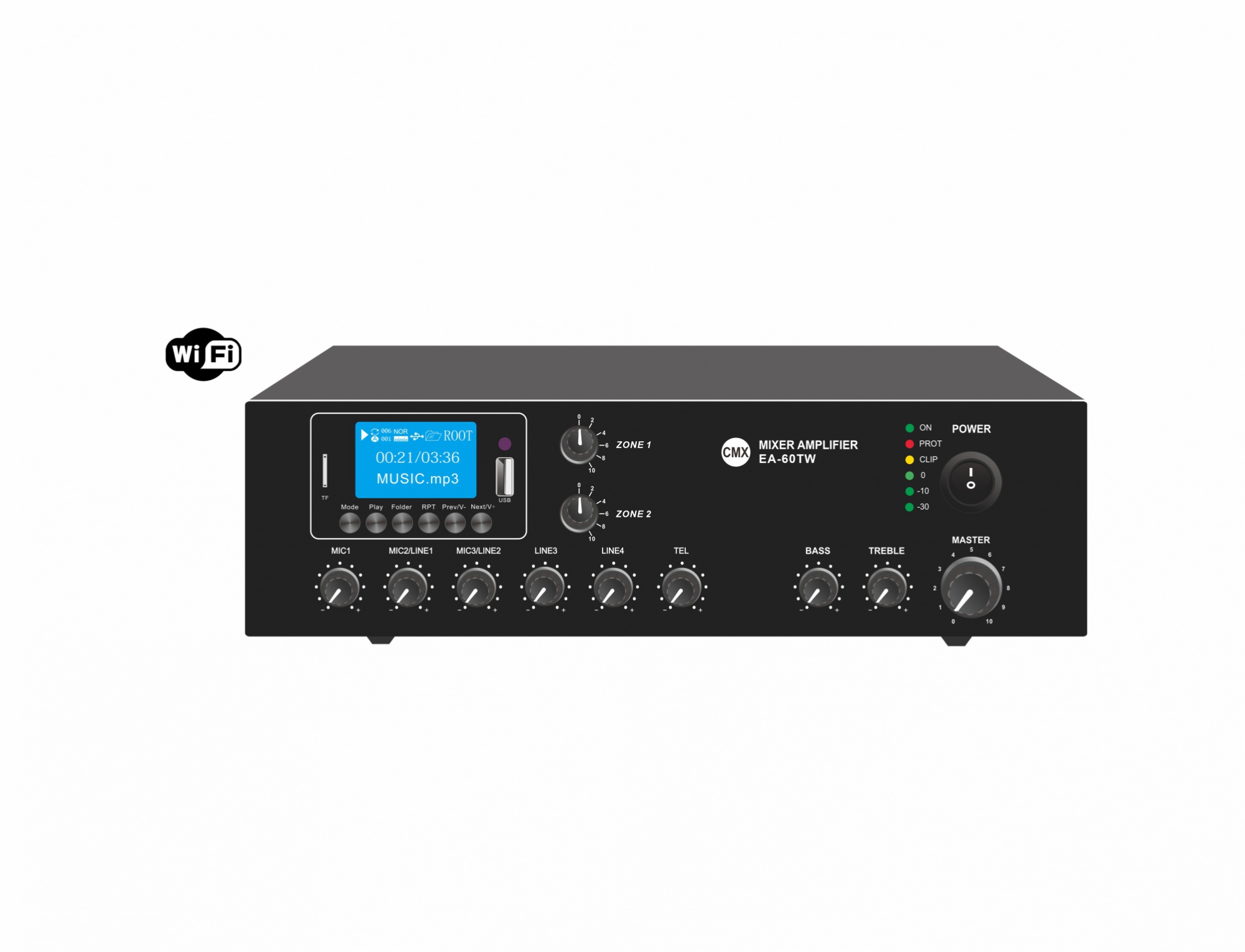 WI-FI Two Zone Mixer Amplifiers with Mp3/FM/BT EA-30TW/EA-60TW/EA-120TW