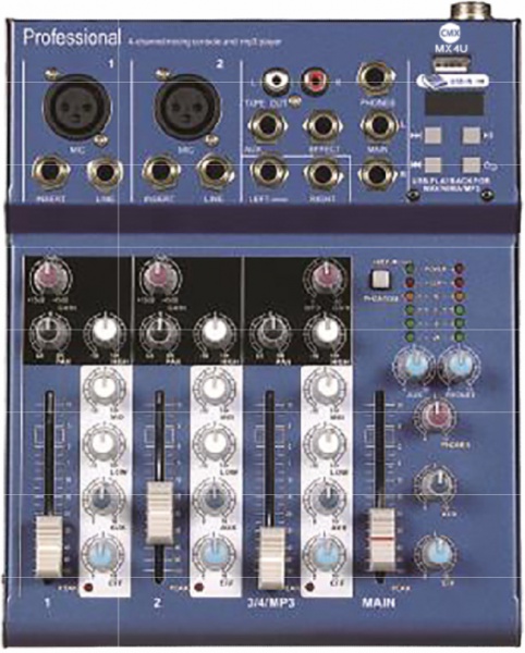 4 Channel Mini Mixer with Mp3 MX4U