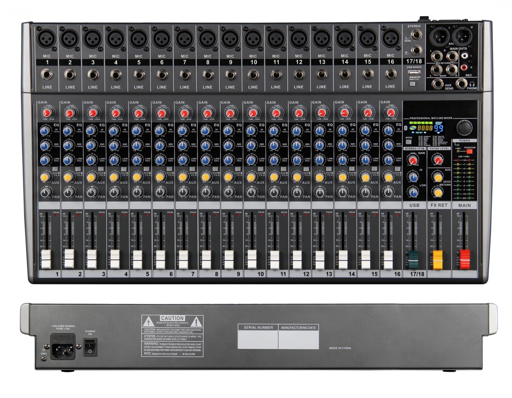 16 Channel Professional Mixer with Mp3 MCX16 U