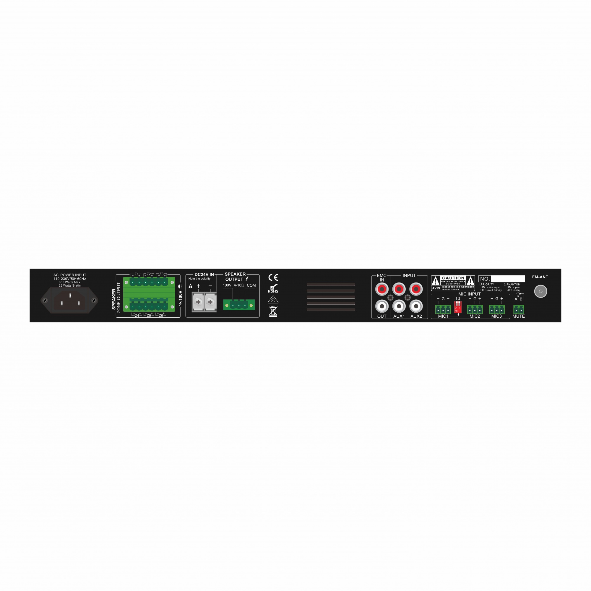 6 Zone Mixer Amplifier with USB/SD/FM/Bluetooth DC-120ZB/DC-240ZB/DC-350ZB/DC-500ZB