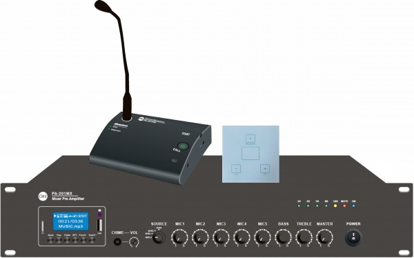 Pre-Amplifier with Remote Mic and Wall Plate PA-201MX