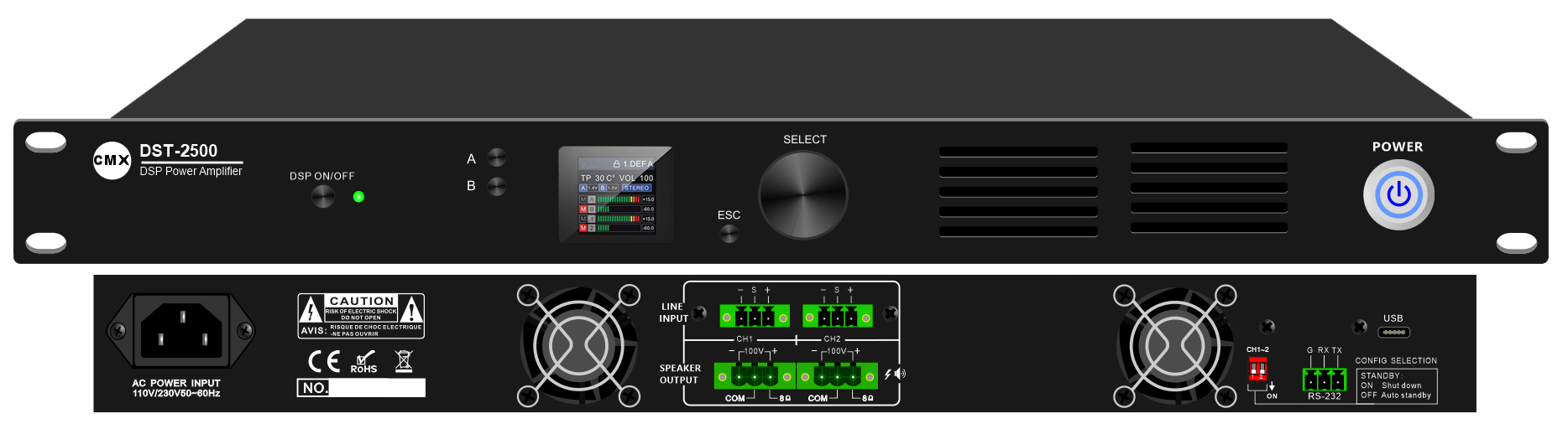 100V Two Channel Power Amplifier with DSP Processor DST-2120/ DST-2240/ DST-2350/ DST-2500