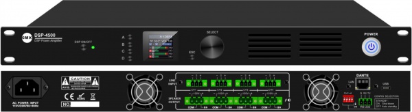 100V Four Channel Power Amplifier with DSP & Dante DSP-4120/ DSP-4240/ DSP-4350/ DSP-4500