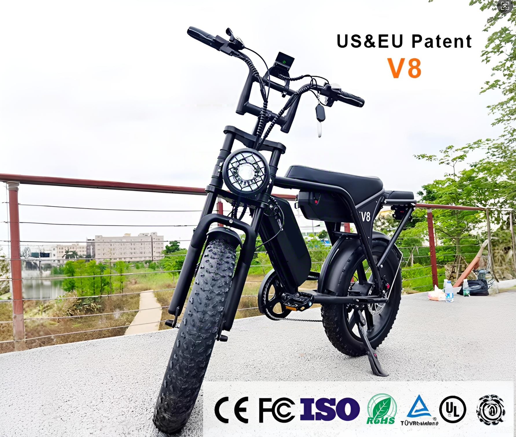 1000W 48V 15Ah Electric Bike V8 Ready EU Stock Rear Carriage 60km Range