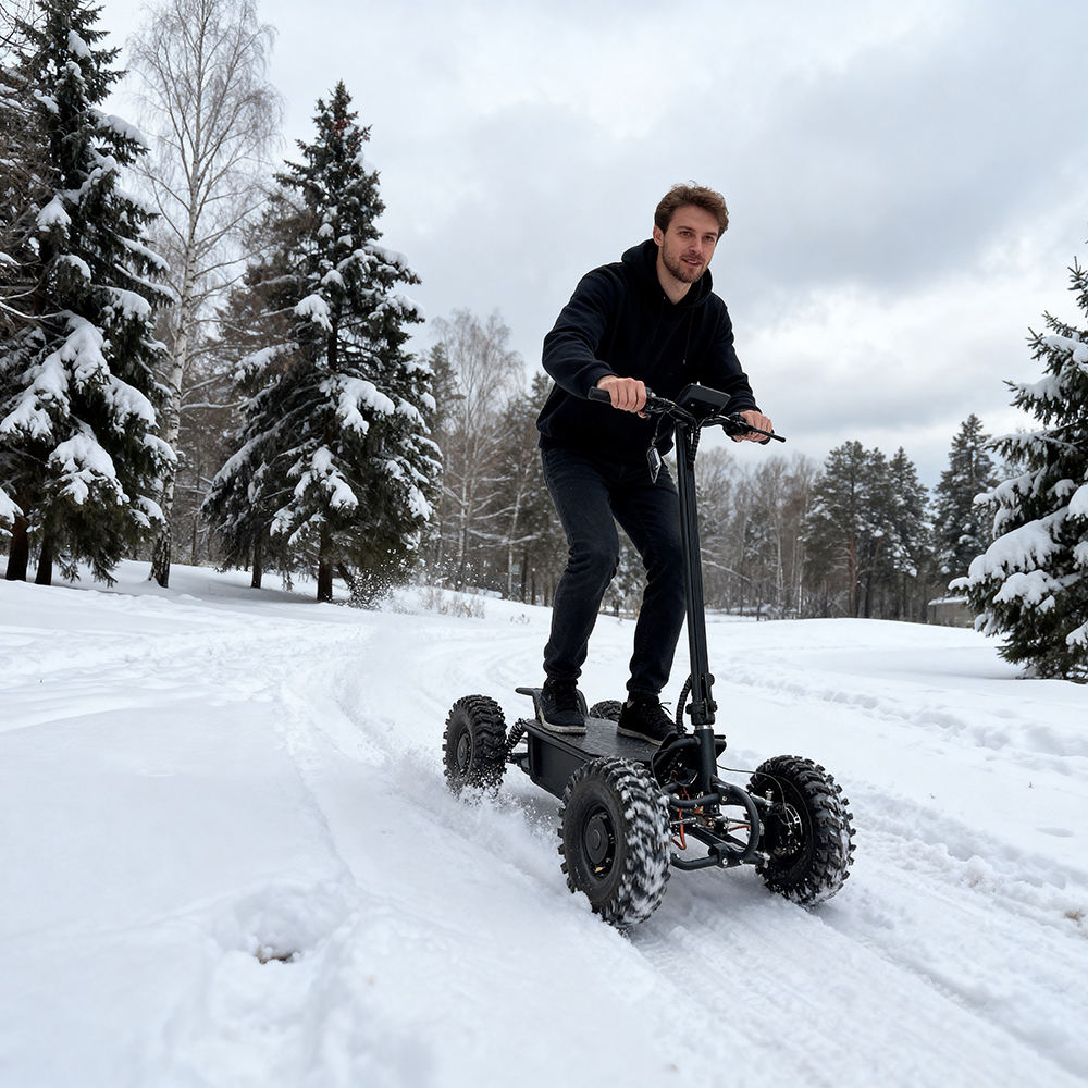 Powerful 4WD Electric Scooter for Adults 15 Inch Off-Road Tires 60V 58AH Long Range Hunting Patrol