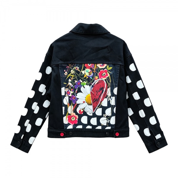 Black Polka Dot Denim Jacket
