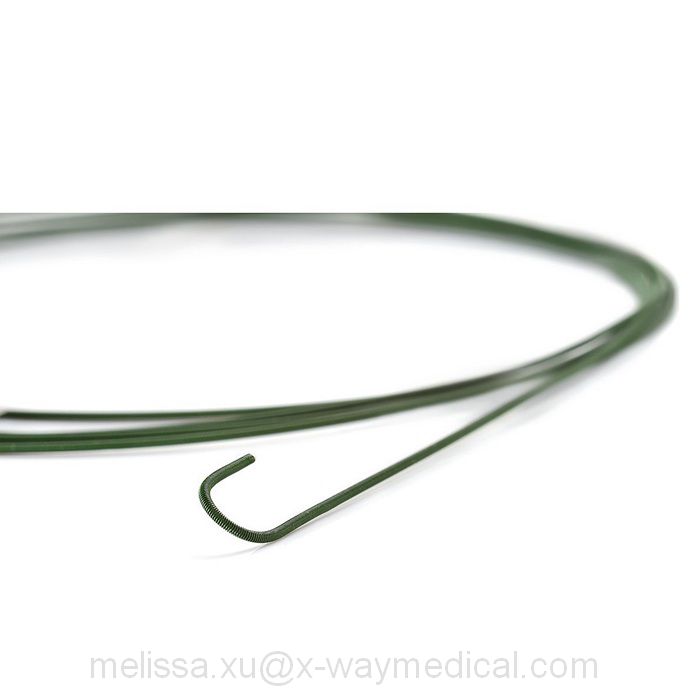 150cm 260cm PTFE coating guide wires, 0.021 0.025 0.032 0.035 0.038 inch stainless steel core diagnostic guidewire with J and straight tips