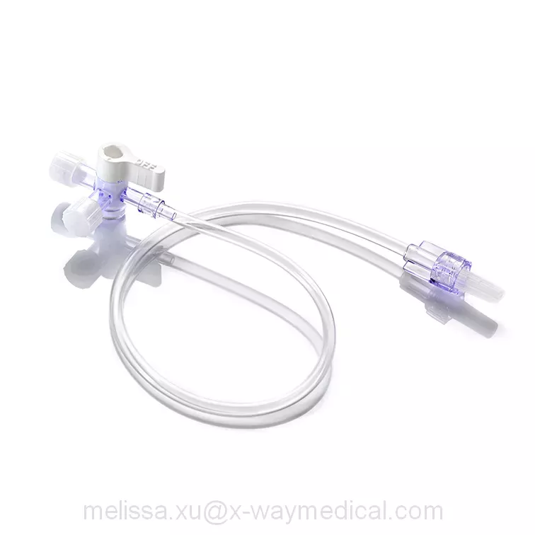 Medical Administration set extension tube with 3-way stopcock, Infusion connecting tubing with male luer lock connector and three way stopcock 20cm, 30cm 50cm 100cm 150cm