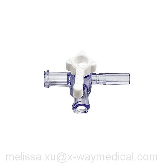 Introducer sheath 2 female luer locks stopcock with OD 5.2mm ID 2.58mm tubing port two way 3-way adapter OFF handle