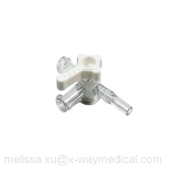 Introducer sheath 2 female luer locks stopcock with OD 5.2mm ID 2.58mm tubing port two way 3-way adapter OFF handle