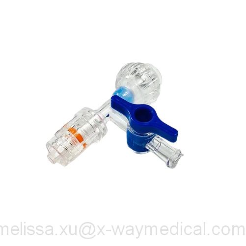 Interventional surgery 0F-9F PC silicone closure locking valve, 3 way stopcock stopper T adapter with handle