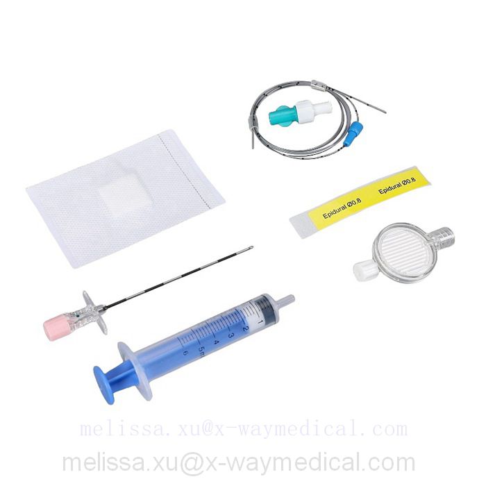 Mini pack simple AS-E epidural anaesthesia kit, puncture set local anaesthesia narcotization unit with catheter filter and Tuohy needle LOR syringe