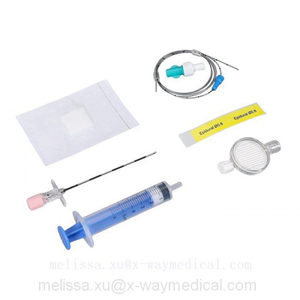 Mini pack simple AS-E epidural anaesthesia kit, puncture set local anaesthesia narcotization unit with catheter filter and Tuohy needle LOR syringe