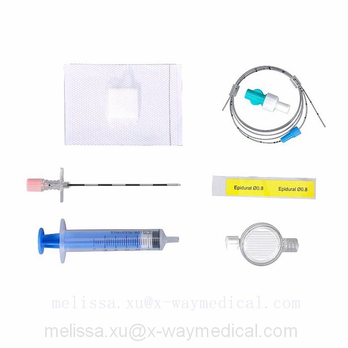 Mini pack simple AS-E epidural anaesthesia kit, puncture set local anaesthesia narcotization unit with catheter filter and Tuohy needle LOR syringe