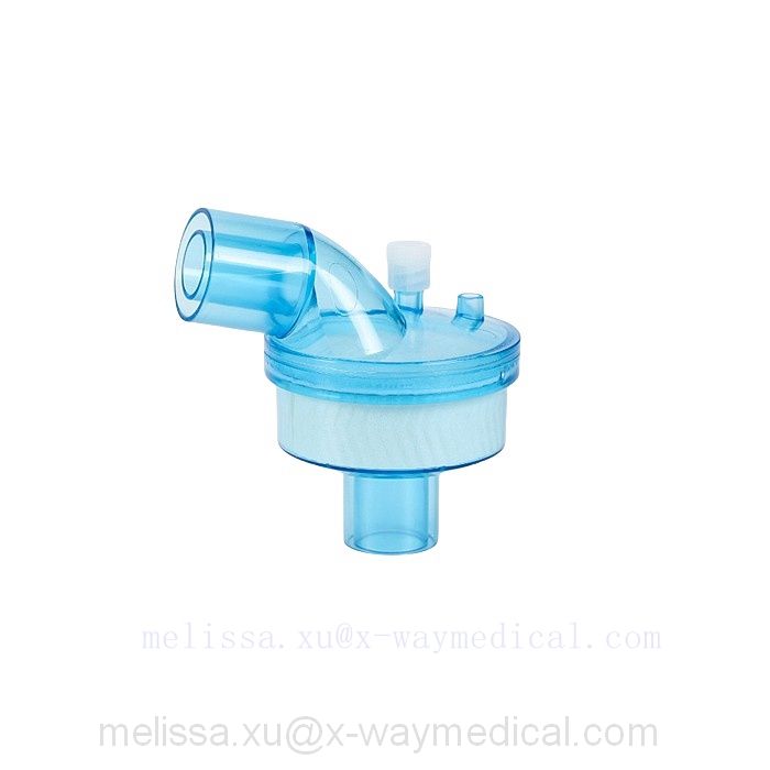 HME Inflected Anesthesia Air filter, Heat and moisture exchangers and filters for ventilator with elbow