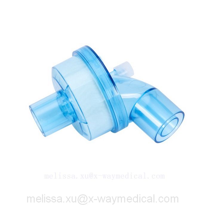 HME Inflected Anesthesia Air filter, Heat and moisture exchangers and filters for ventilator with elbow