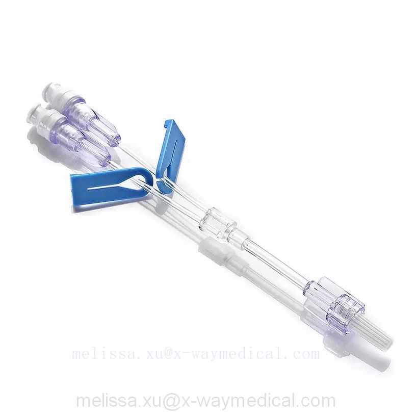 triple lumen IV infusion administration  connecting tubing extension valve wtih needle free adapter and slide clamp