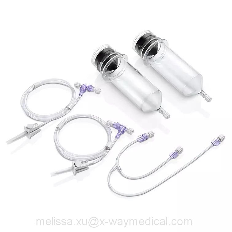 150cm extension tubing with T check valves connector, Connecting tube with air vented spike for GT Medrad Stellant 12 hours Angiographic syringes