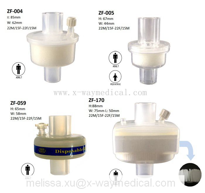 85mm x 62mm tidal 200ml-1500ml Heat and moisture Exchange filter with cotton paper membrane for adult ZF-001