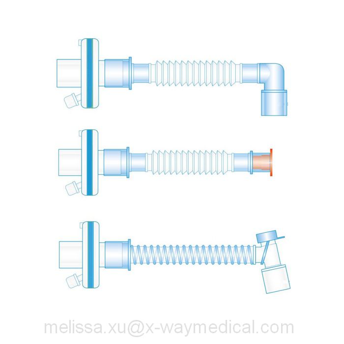 Breathing catheter mount corrugate tube, respiration air oxygen concertina fold corrugated pipe or expandable tubing