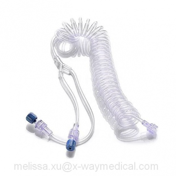 CT 1500mm 60 inch Low Pressure Spiral Y Tubing with single or Dual Check Valves, Radiology Angiography High Pressure 60” Coiled Patient Lines Tubing