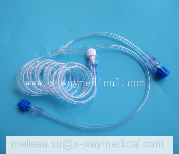 CT 1500mm 60 inch Low Pressure Spiral Y Tubing with single or Dual Check Valves, Radiology Angiography High Pressure 60” Coiled Patient Lines Tubing