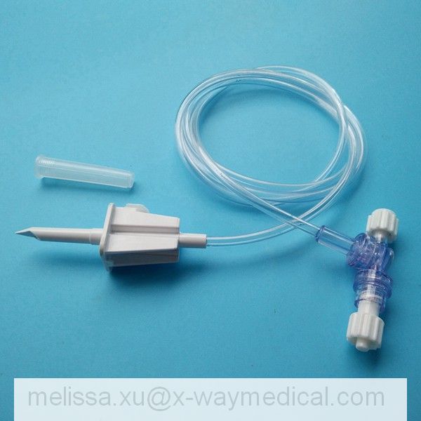 Vented spike head Large bore tubing, faster easier contrast aspiration suction extension tube, connection pipe with male luer lock