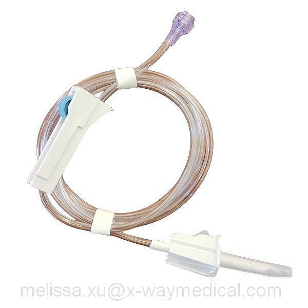 Vented spike head Large bore tubing, faster easier contrast aspiration suction extension tube, connection pipe with male luer lock