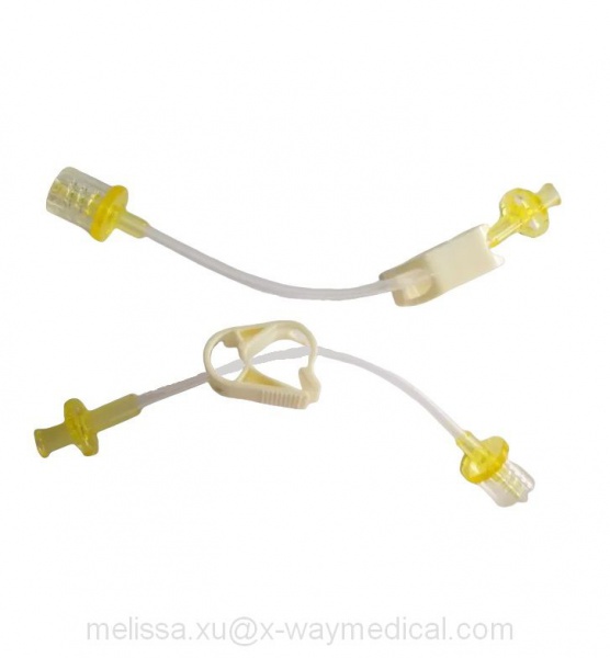 Yellow NRFIT connector catheter extension tube, Luer lock Luer-Nrfit adapter injection and puncture transfer connecting delivery pipe