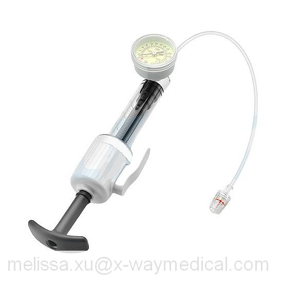 Luminescent gauge 20ml flexible high-pressure inflation device, with extension tube and lock release bar 3-way stopcock, twist threaded plunger