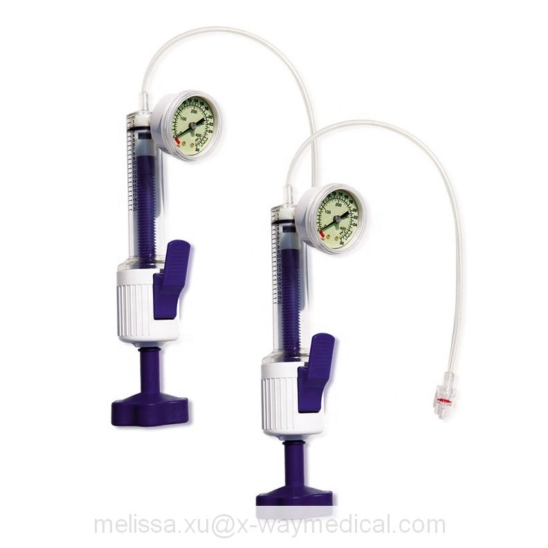 Luminescent gauge 20ml flexible high-pressure inflation device, with extension tube and lock release bar 3-way stopcock, twist threaded plunger