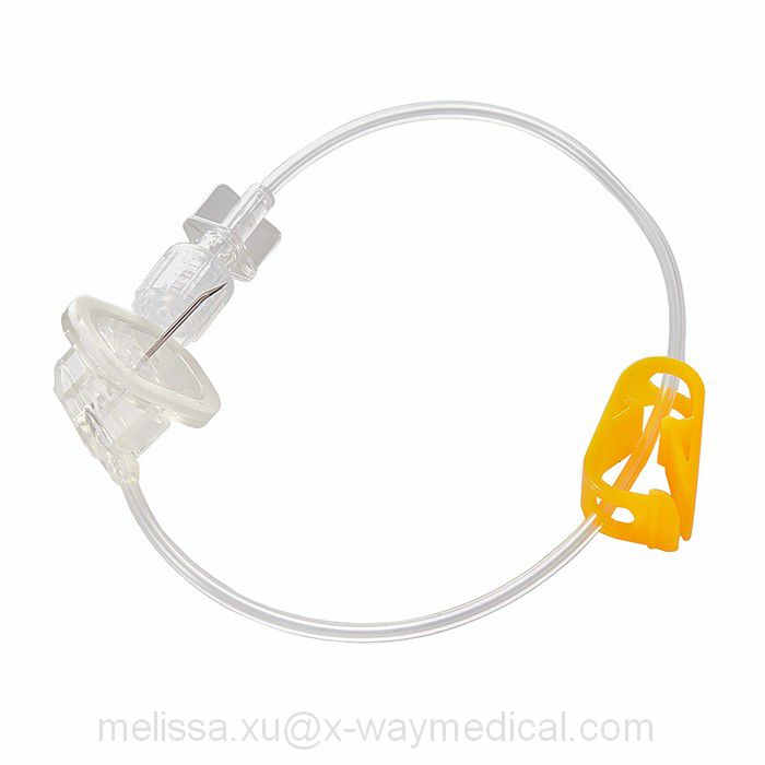 Butterfly Safety Huber needles, micro bore tubing with tip bent puncture needle