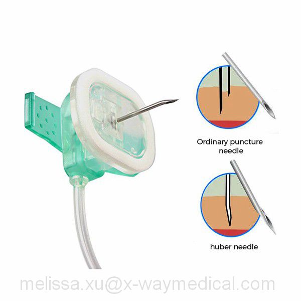 Butterfly Safety Huber needles, micro bore tubing with tip bent puncture needle